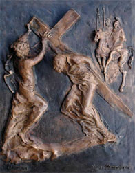 Simone di Cirene porta la croce di Gesù